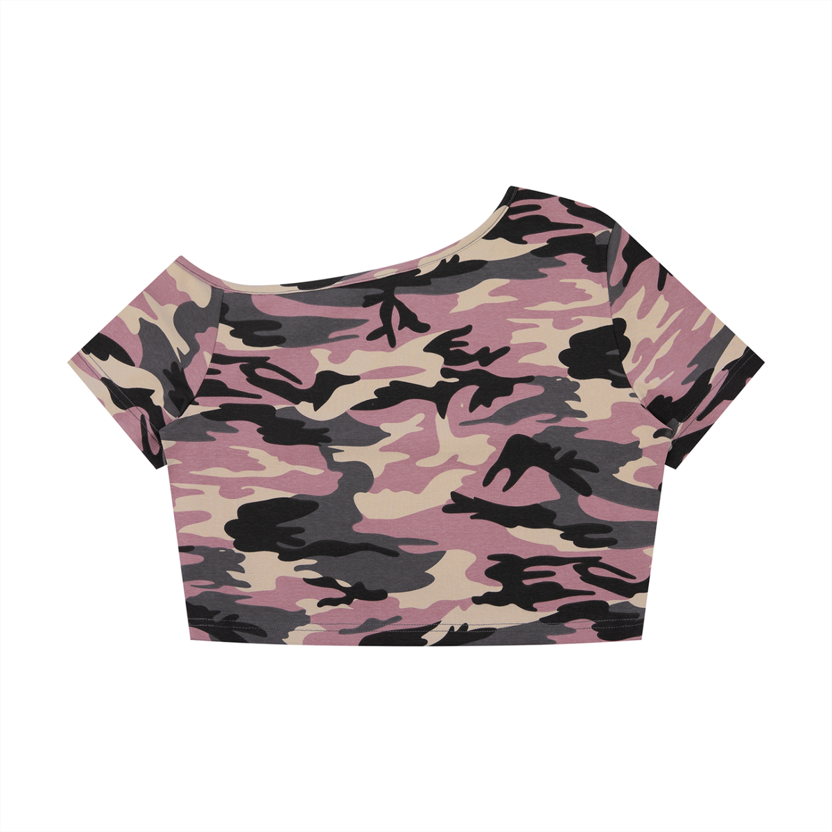 NewStar's Camo Off-Shoulder Crop T-Shirt