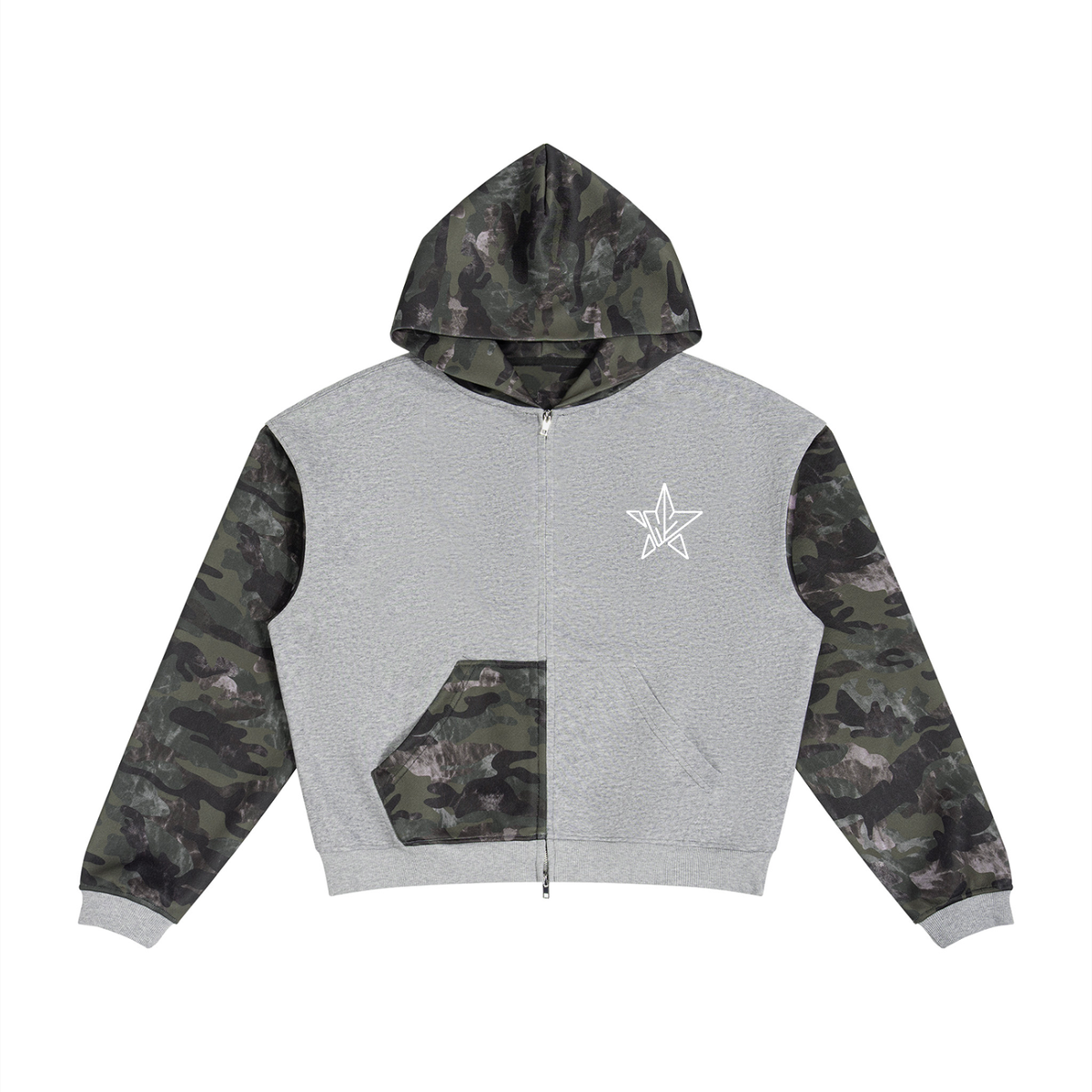 NewStar Colorblock Camo Full Zip Boxy Hoodie