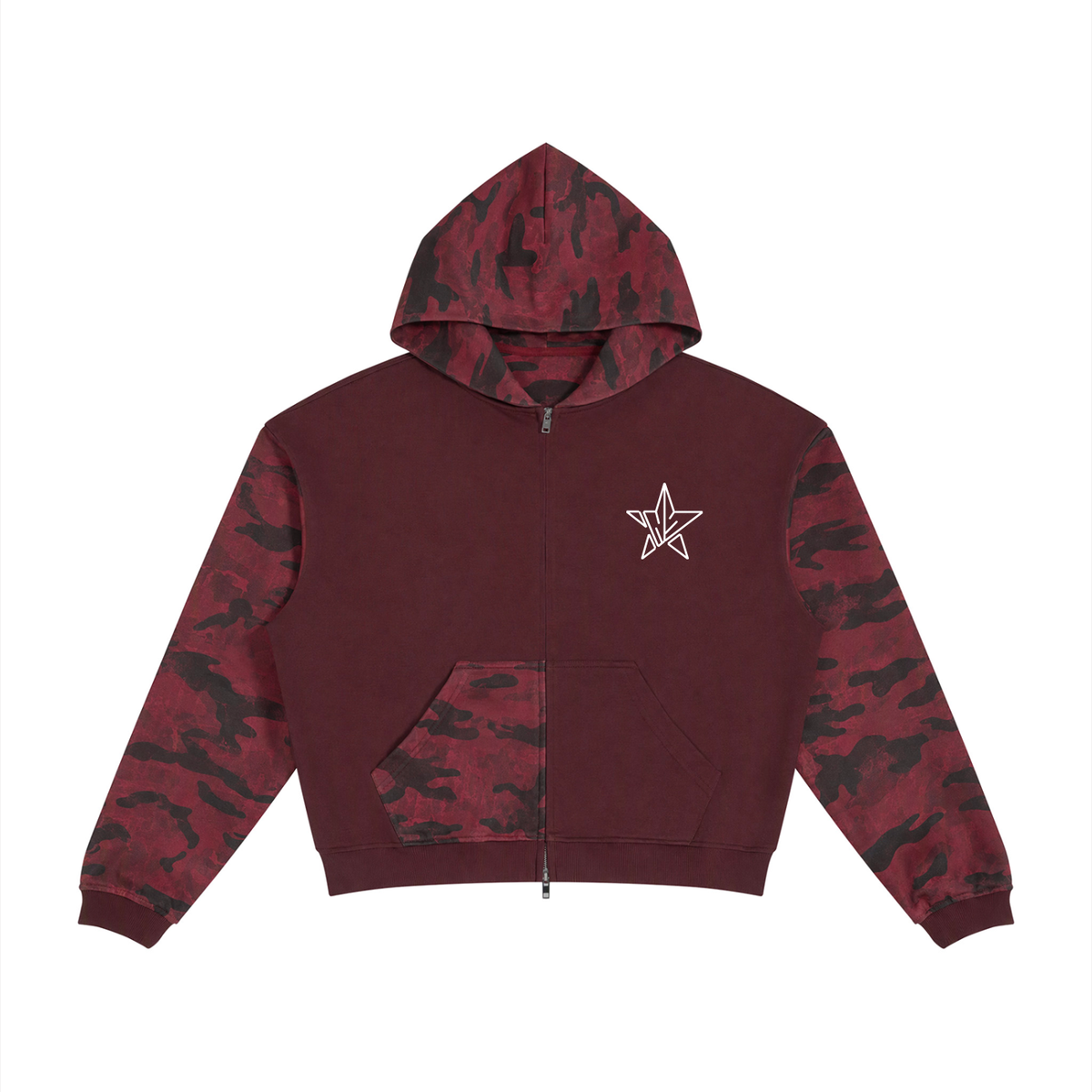 NewStar Colorblock Camo Full Zip Boxy Hoodie