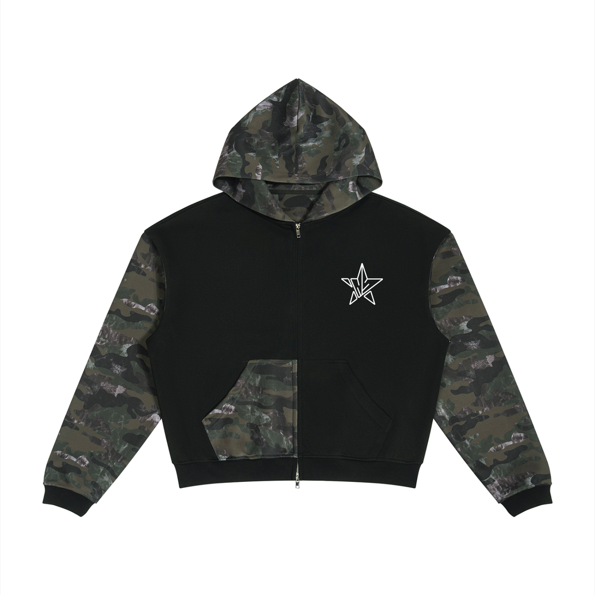 NewStar Colorblock Camo Full Zip Boxy Hoodie