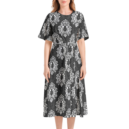 Black Paisley Midi Dress