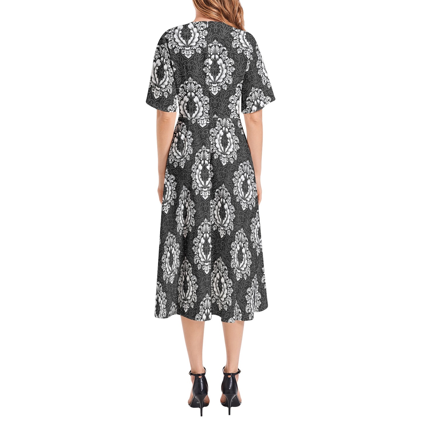 Black Paisley Midi Dress