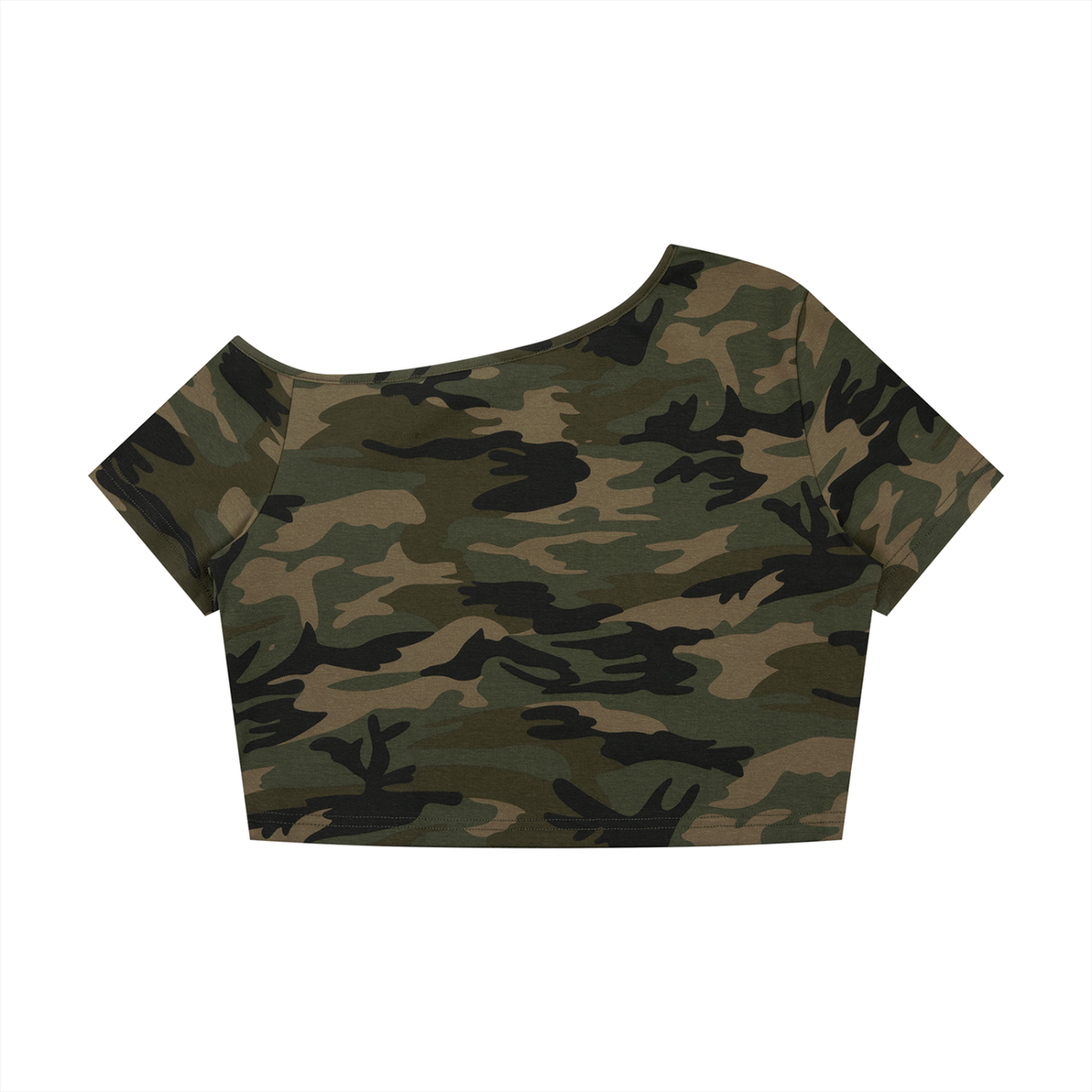 NewStar's Camo Off-Shoulder Crop T-Shirt