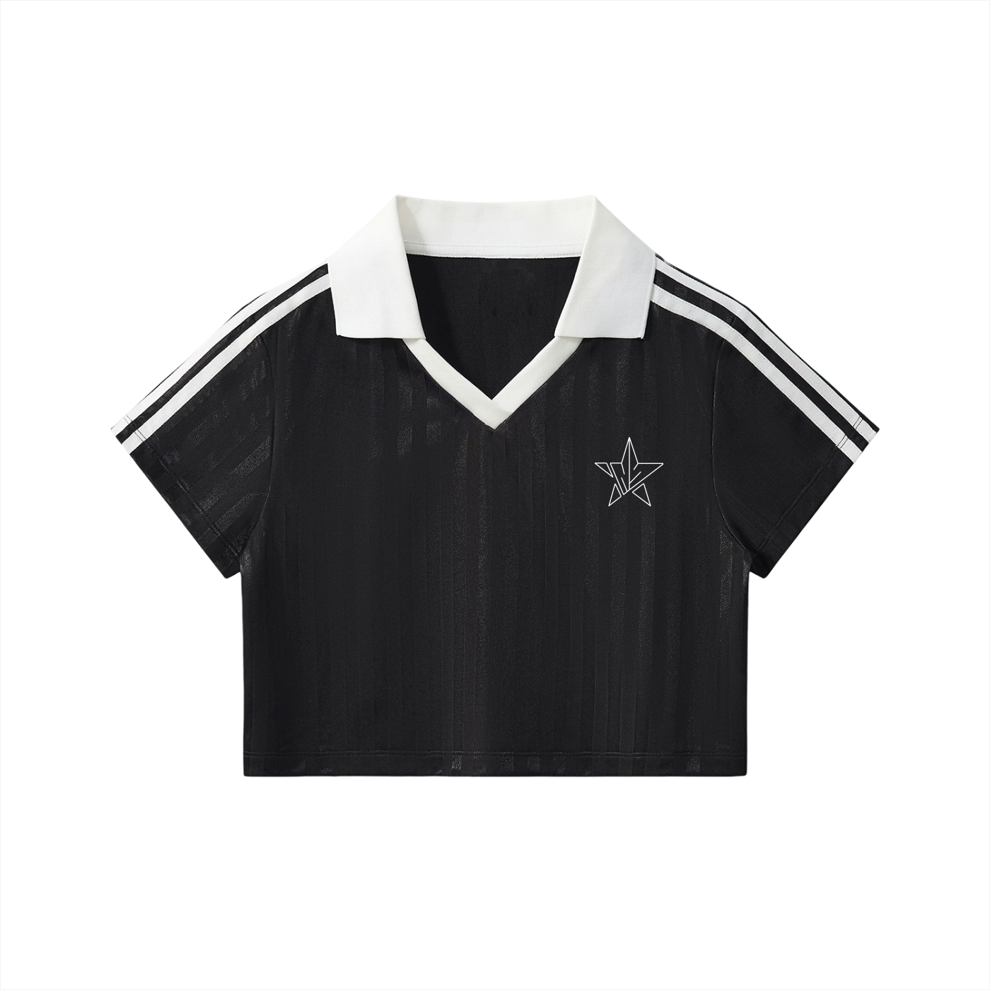 Contrast Collar Striped Cropped Jersey