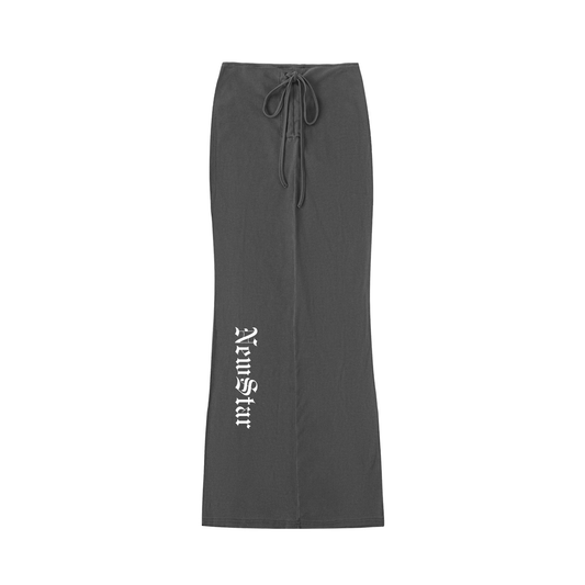 Dyed Washed Drawstring Maxi Skirt