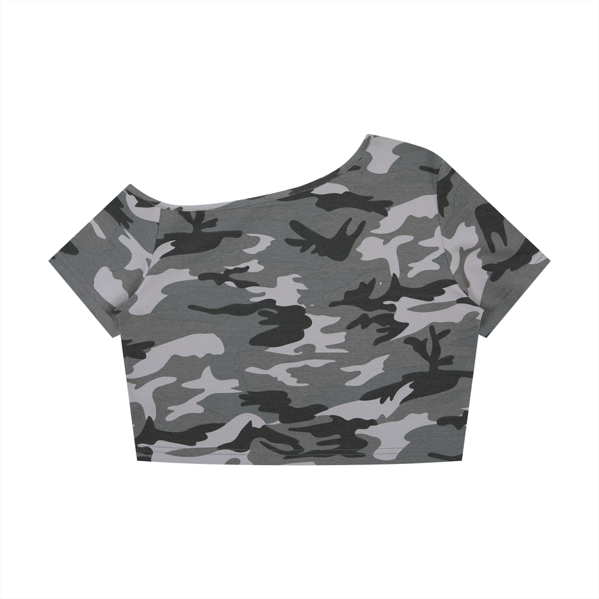 NewStar's Camo Off-Shoulder Crop T-Shirt