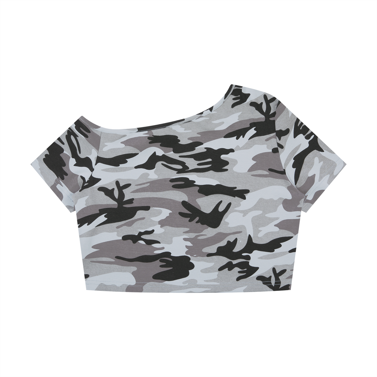 NewStar's Camo Off-Shoulder Crop T-Shirt