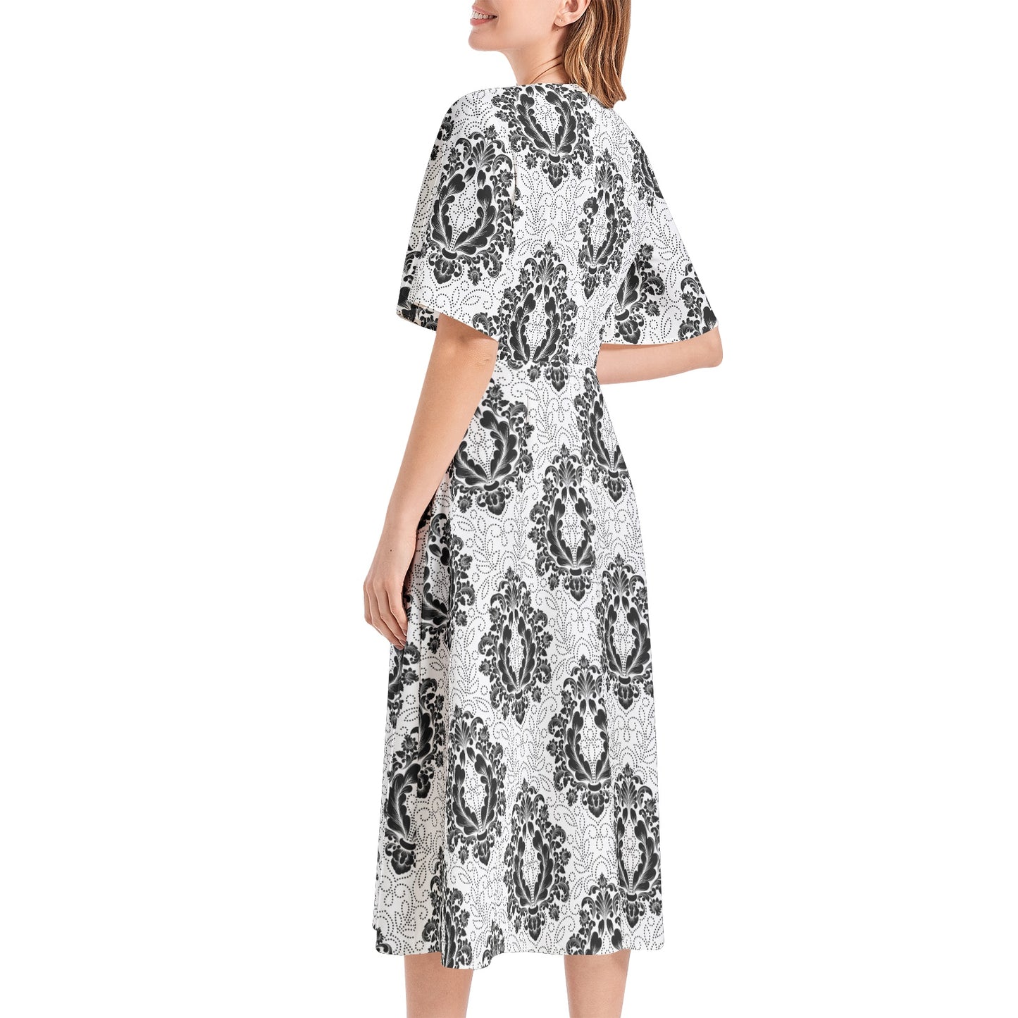 White Paisley Midi Dress