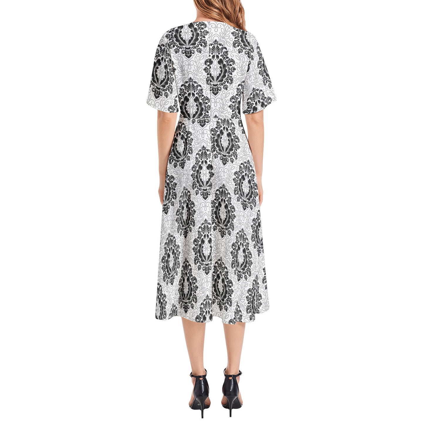 White Paisley Midi Dress